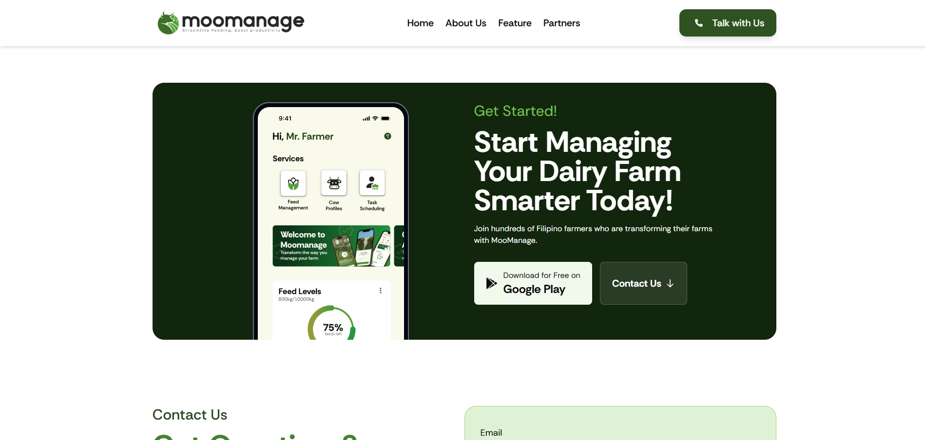 MooManage Landing screen 5